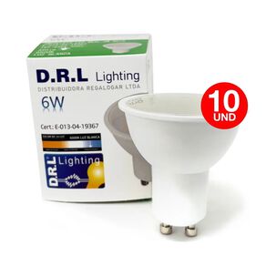 Pack 10 Ampolleta Led Gu10 Drl 6w 390lm C&aacute;lida/blanca Sec